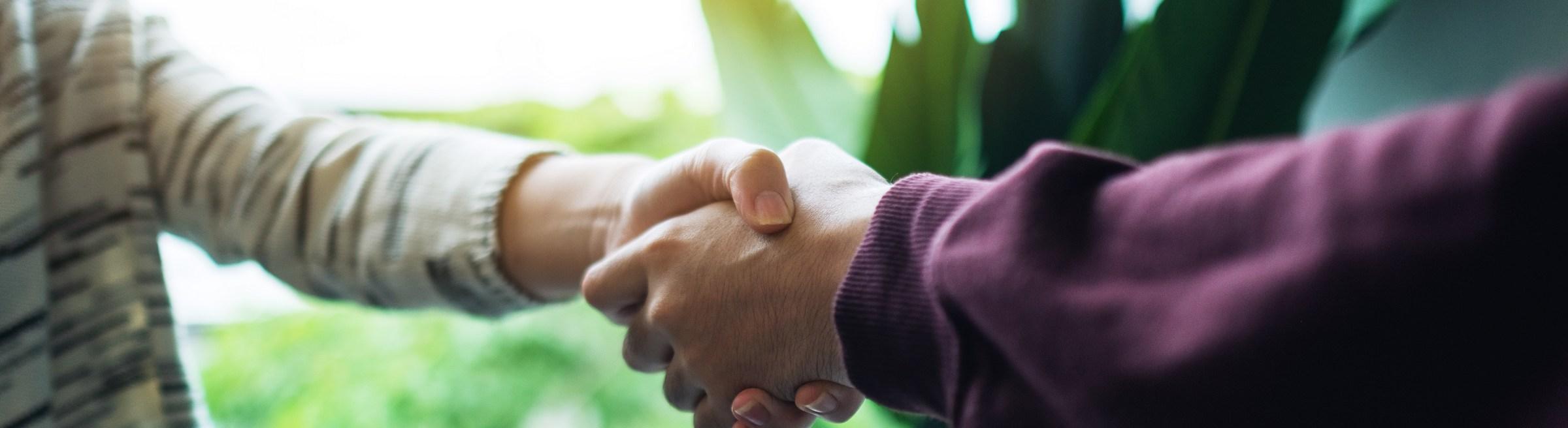 Deux personnes se serrent la main